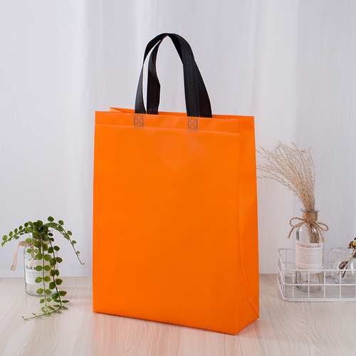 Coated non-woven bag plain solid color logo business supermarket handbag advertising portable shopping bag expedited