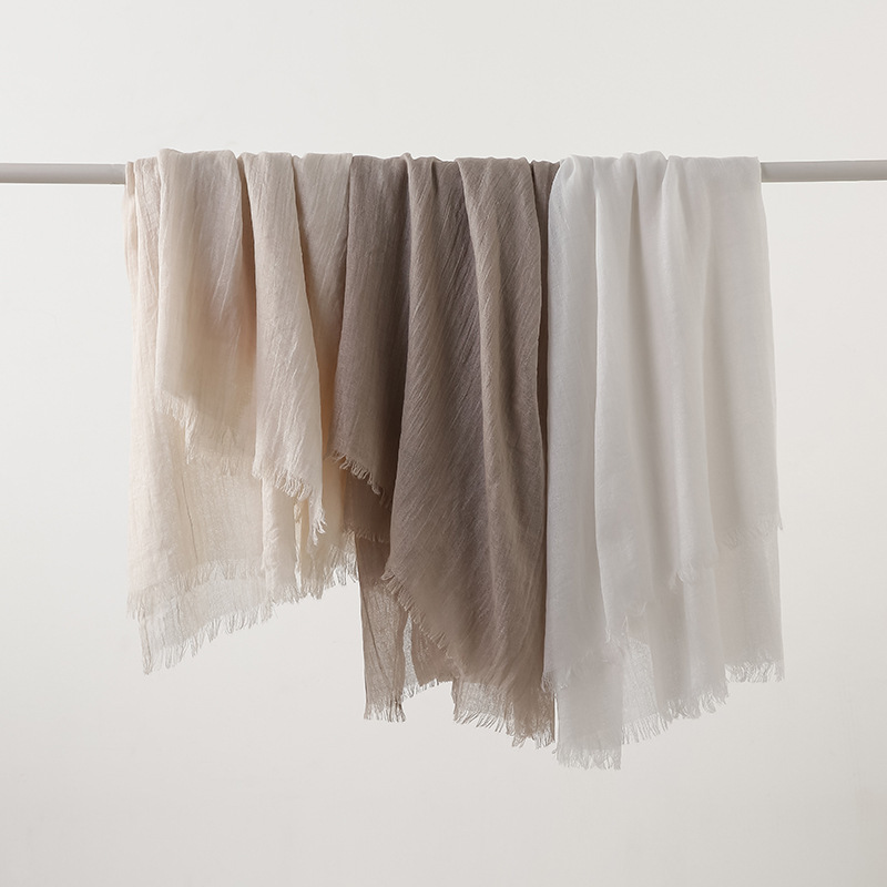 Solid Color Cotton and Linen Scarf Women's Artistic Sunscreen Scarf Scarf Beach Long Scarf Wholesale Japanese Scarf Advanced Sense