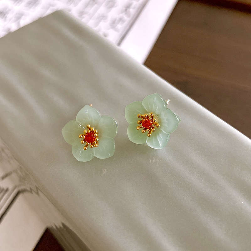 Pendientes de súper hadas de hilo de malla de flor de aguja de plata Pendientes de borla frescos pequeños coreanos Pendientes de estilo de vacaciones de temperamento dulce de nicho