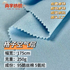 チェック柄空気層 250 グラム秋と冬のニット凹凸スウェットシャツジャケット生地テクスチャ子供服スーツ生地