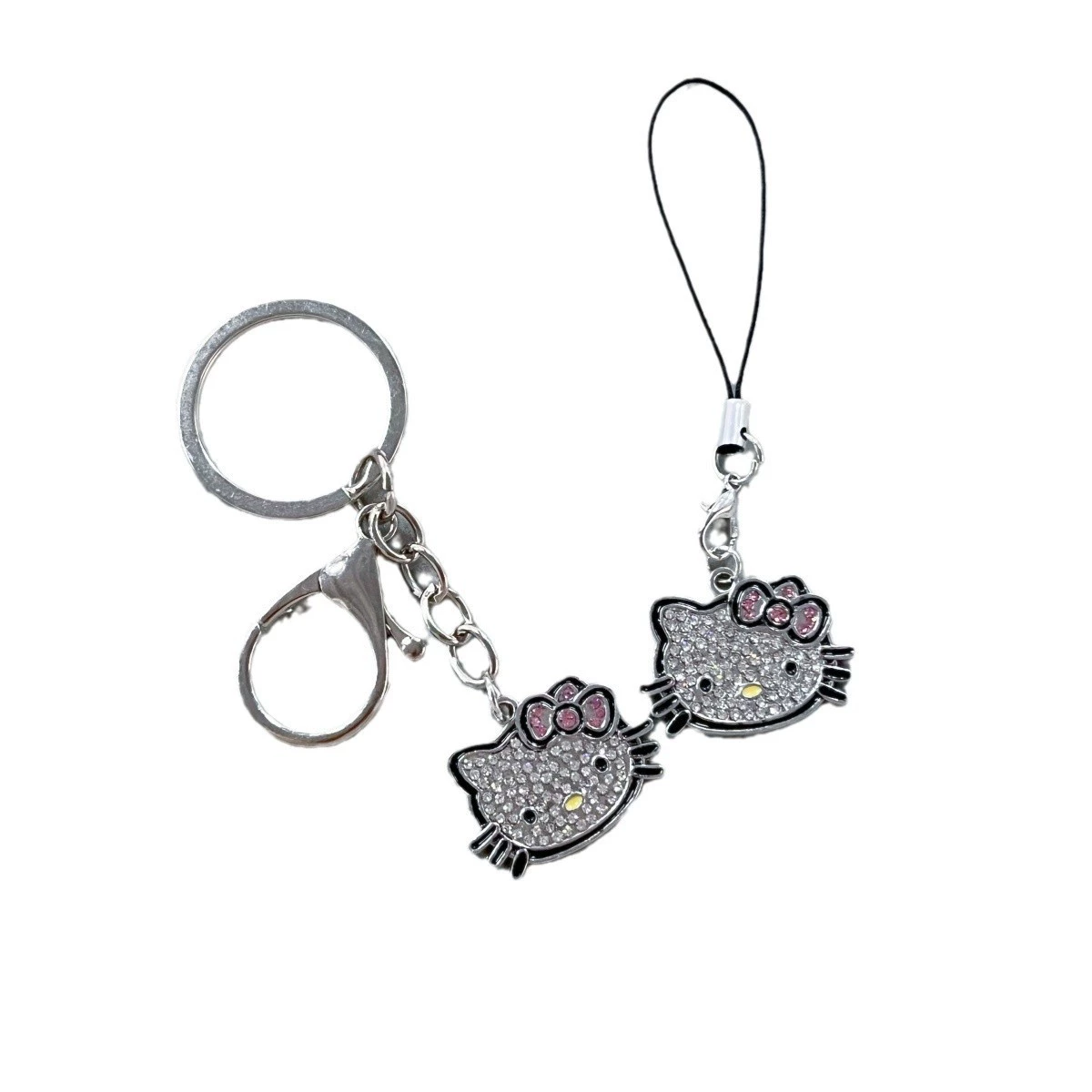 Keychain (Hello Kitty) cartoon backpack key accessory, 2-carat charm, 9×9×1 cm