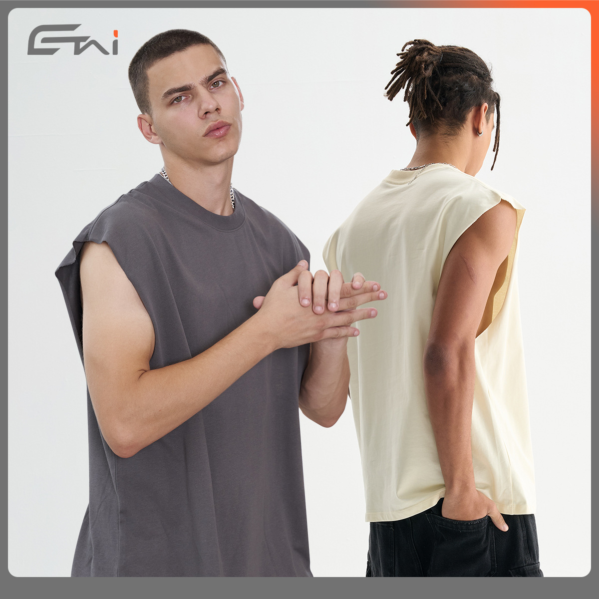 ETAI Hombre| Marca de moda casual hombre y mujer camiseta sin mangas hombre estilo deportivo de algodón blanco chaleco de color sólido hombre