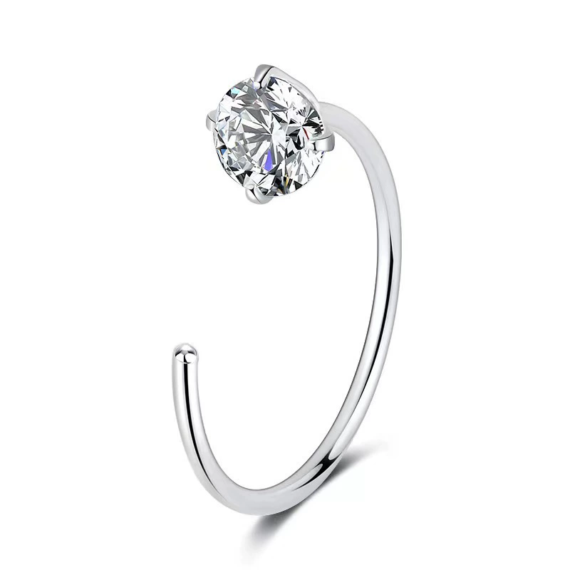 Трансграничный AliExpress из нержавеющей стали проколоть C-образное отверстие круглой головки четыре когтя циркония носовое кольцо