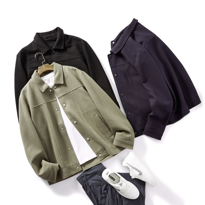 Foreign trade cut label men's clothing-simple work casual men's lapel jacket spring and autumn crisp single-breasted jacket