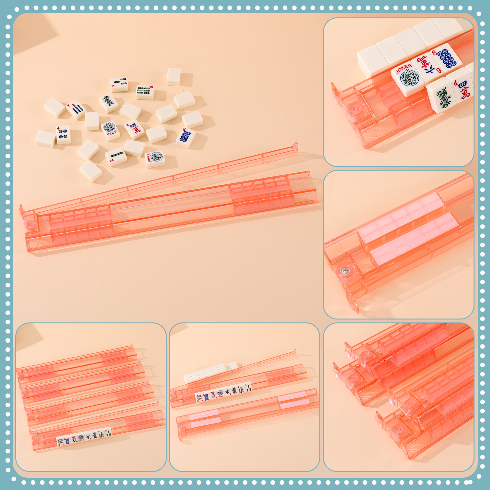 Amazon's best-selling new product: multi-color American-style mahjong pusher set, transparent pusher, convenient travel mahjong accessory