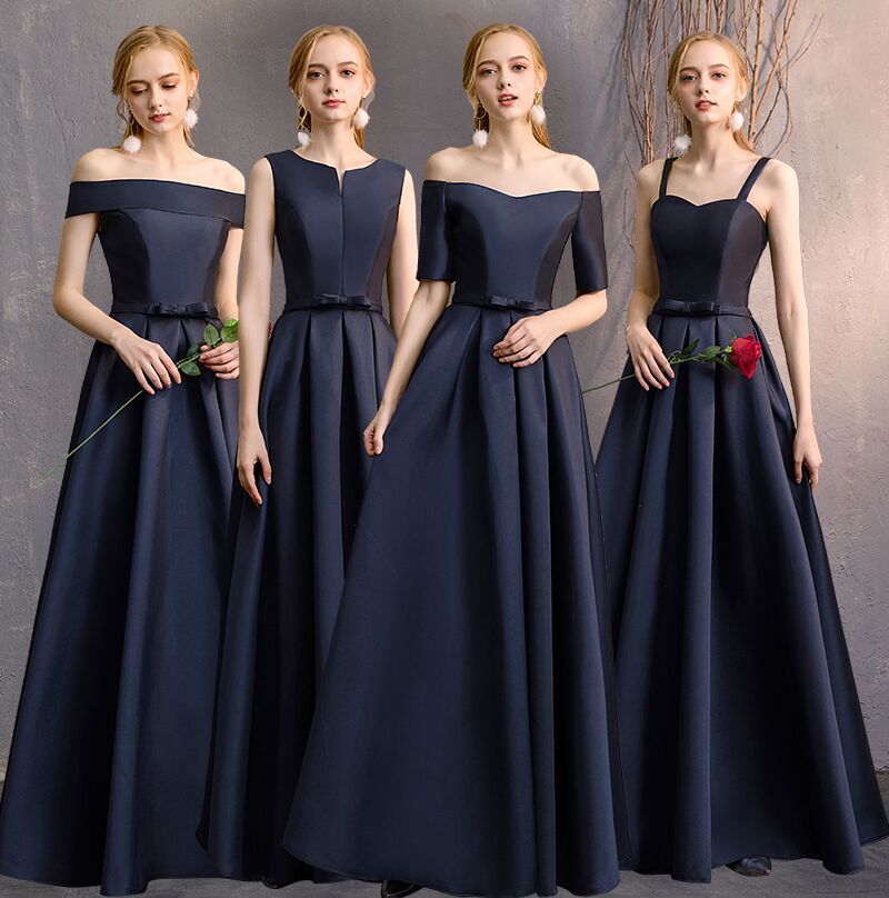 Bridesmaid Dress Long 2025 New Elegant Satin Bridesmaid Group Sister Dress Black Banquet Evening Dress Performance Dress for Women