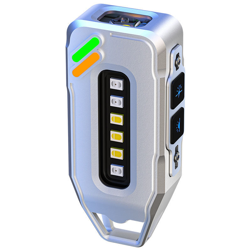 Transfronterizo mini linterna de luz alta recargable portátil llavero lámpara LED de advertencia de emergencia