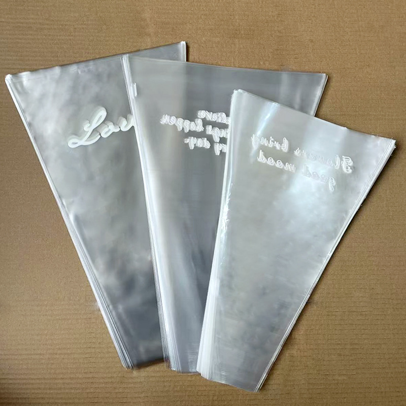 透明OPP多支袋英文花束袋 鲜花包装材料花店摆地摊简约包花袋