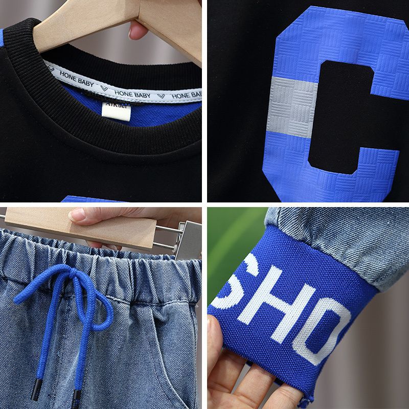 Dětská dvoudílná sada svetrů pro chlapce, nová korejská edice z roku 2023, jarní a podzimní_voghion.com