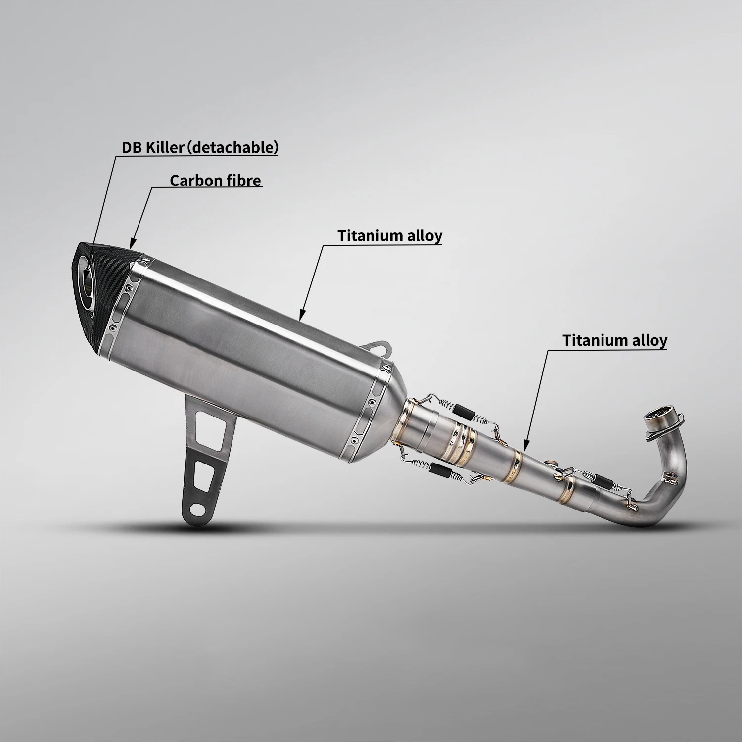 Zontes 368G/E Modified Exhaust Pipe Front Section and Tailpipe, Zontes 400g Dedicated Exhaust, Non-Destructive Installation