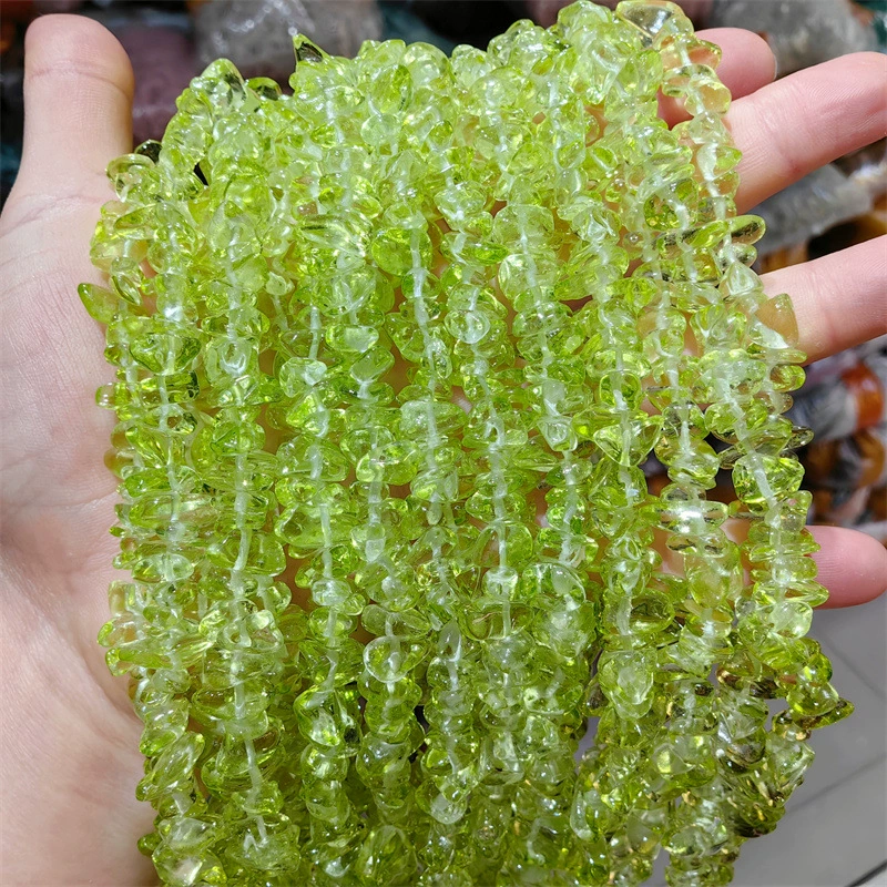 Peridot Chip Beads Natural Irregular Peridot Chips 3–8 mm, strands 40–80 cm, assorted counts
