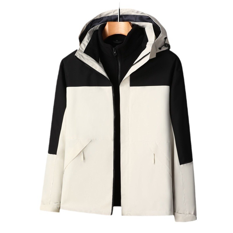 Ropa de asalto de otoño y invierno al aire libre 3 en 1 desmontaje de terciopelo de zorro plateado calentamiento de dos piezas bordado logotipo de ropa de trabajo personalizada