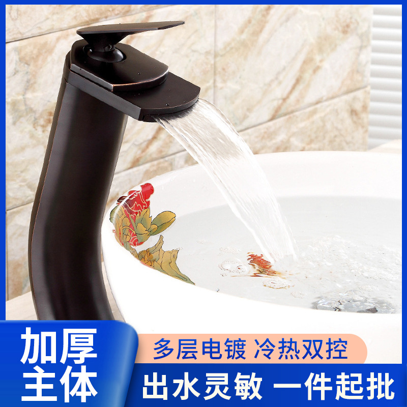 Factory direct supply hot and cold faucet kitchen waterfall all copper faucet mixing faucet European bathtub faucet wholesale