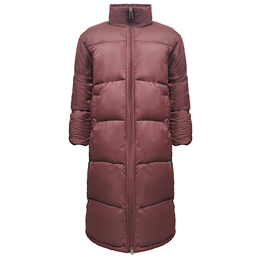 Roupas femininas inverno feminino longo algodão casaco moda feminina zíper cor sólida algodão casaco quente_voghion.com