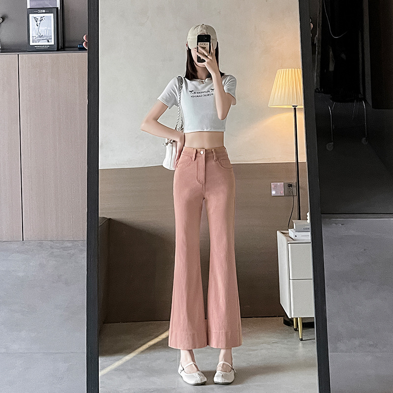 Pink Micro-flared Jeans Women's Summer Thin 2024 New Slim Fashion Explosions Small Ankle-length Pants