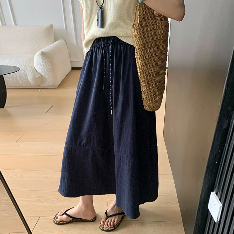 女性用ハイウエスト速乾スカート、夏の韓国風Aラインミドル丈アンブレラスカート、股間をカバーしてスリムに見える、スプライシングワークウェアロングスカート|undefined