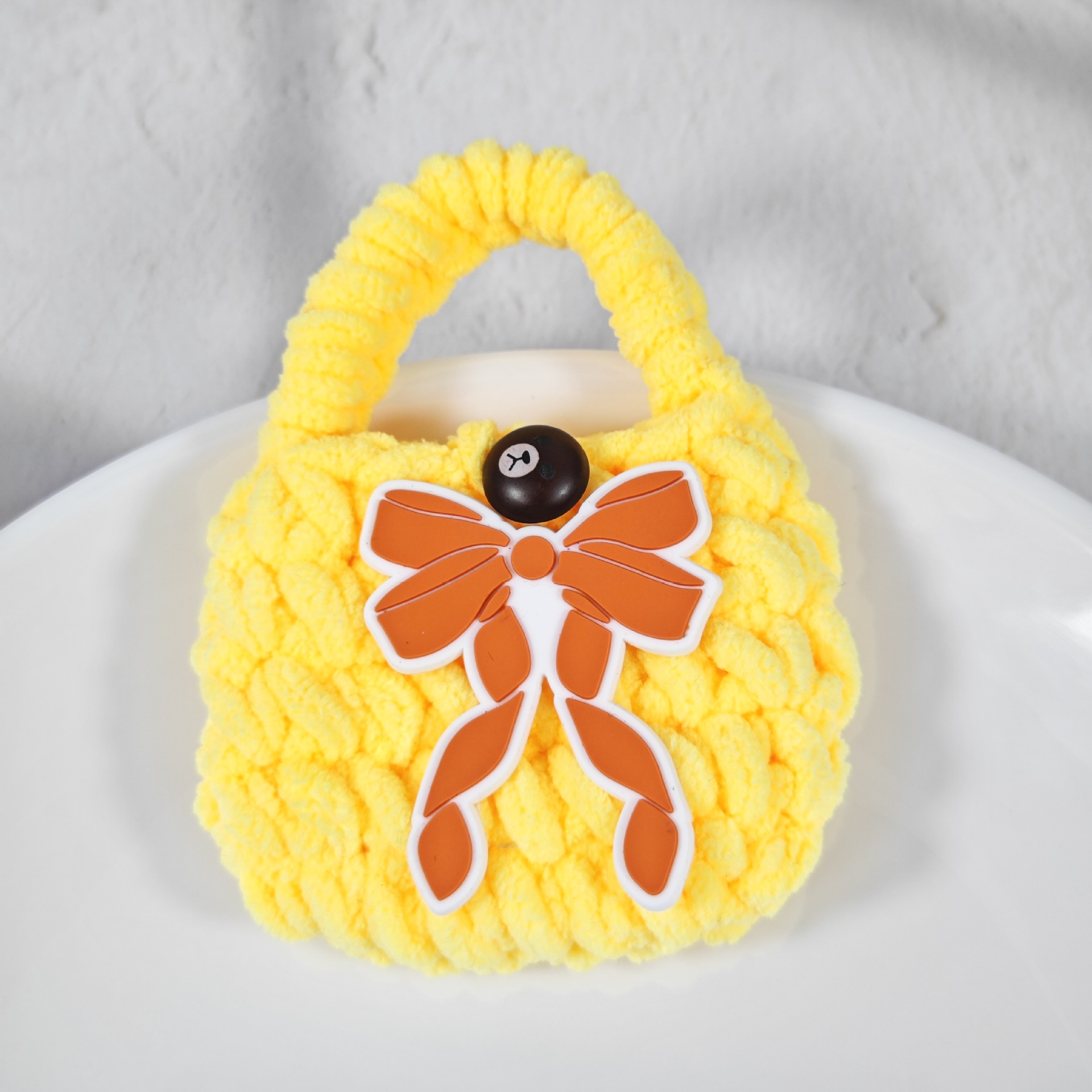 Nuevo lindo oso regalo tipo arco bolsas de auriculares de punto bolsas de cambio de color sólido bolsas de cambio de peluche