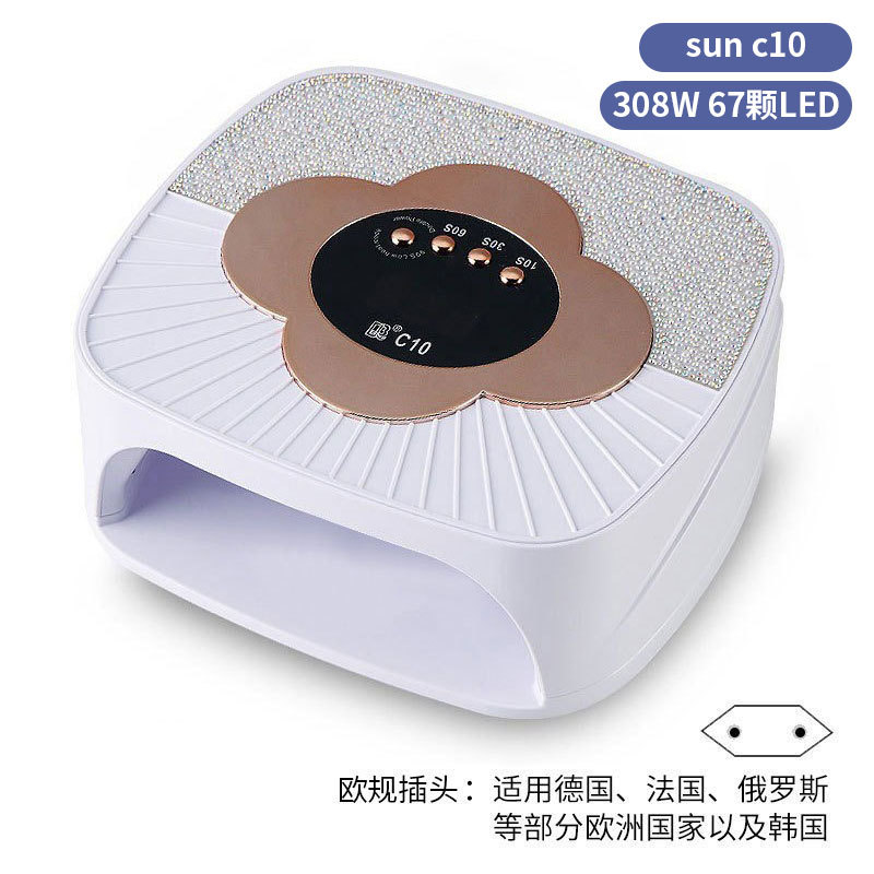 Lámpara de manicura inteligente de alta gama de luz de terapia de diamante 256W de alta potencia de pegamento de vinilo lámpara de horneado de dos manos secador de uñas transfronterizas