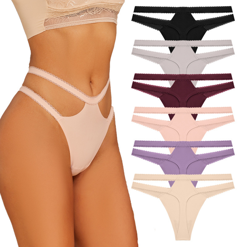 Amazon Cross-border Explosions Women's Underwear Women's Sexy Low-waisted Underwear Double Belt Traceless Thong