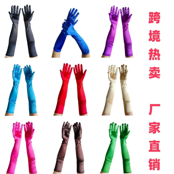 elastic long black purple sexy gloves for bride
