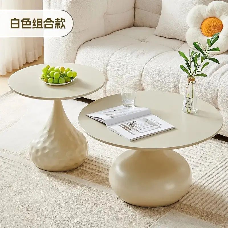 北欧奶油风茶几客厅家用设计师同款全套简约现代网红爆款圆形茶几|undefined