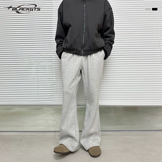 GTS丨复古灰垂感运动微喇休闲裤秋季潮牌vibe宽松运动休闲卫裤男