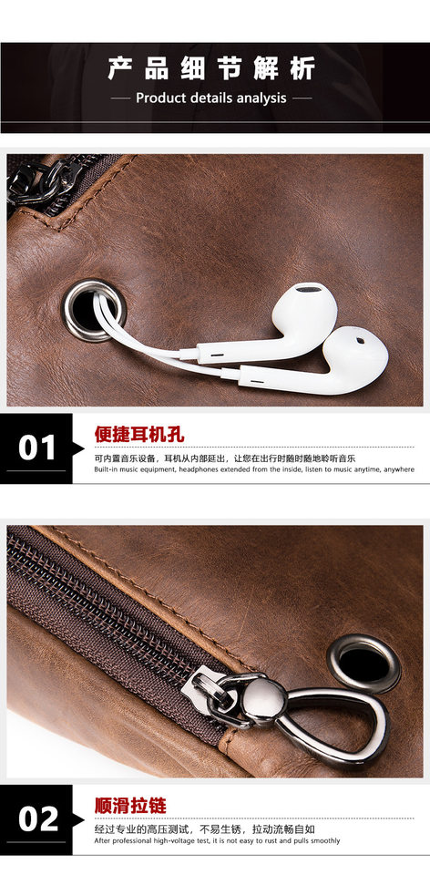 Túi đeo chéo nam da bò thật dạng túi ngực đa năng chống nước, đựng điện thoại 8 inch — 9012 Cà phê, 9012 màu đen, Cà phê, Màu nâu chi tiết 45