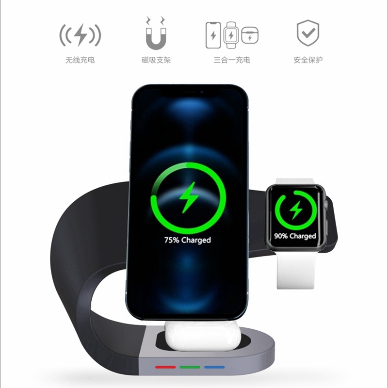 Nuevo cargador inalámbrico multifuncional magnético para las auriculares tres de AirPod del teléfono móvil del reloj del iwatch en uno