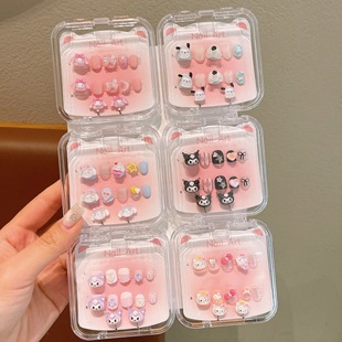 Sanrio Wearable Nails Children's Nail Stickers Self-Adhesive Nail Art Stickers Removable Nail Art Stickers Cute Princess Kindergarten