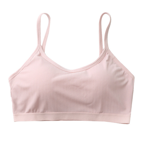 Underwear Korean style female student's bra-wrapped bra and tube top all-in-one fixed cup ice silk thread beautiful back seamless camisole for women