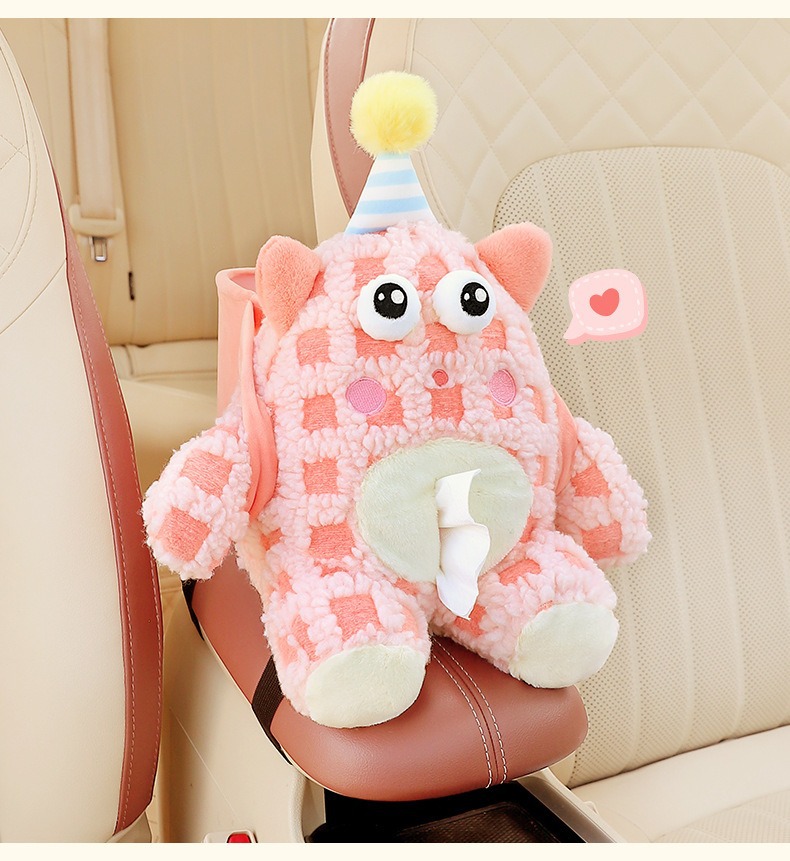 Creative Car Trash Can, Cute Little Monster, Multifunctional Car Storage and Hygiene Bin, Cartoon Car Tissue Box