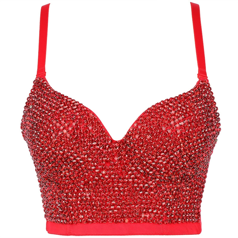 Sling Bralette (Lu Qiu) Embellished with Rhinestones & Beads, Colors, Sizes 34B–40C