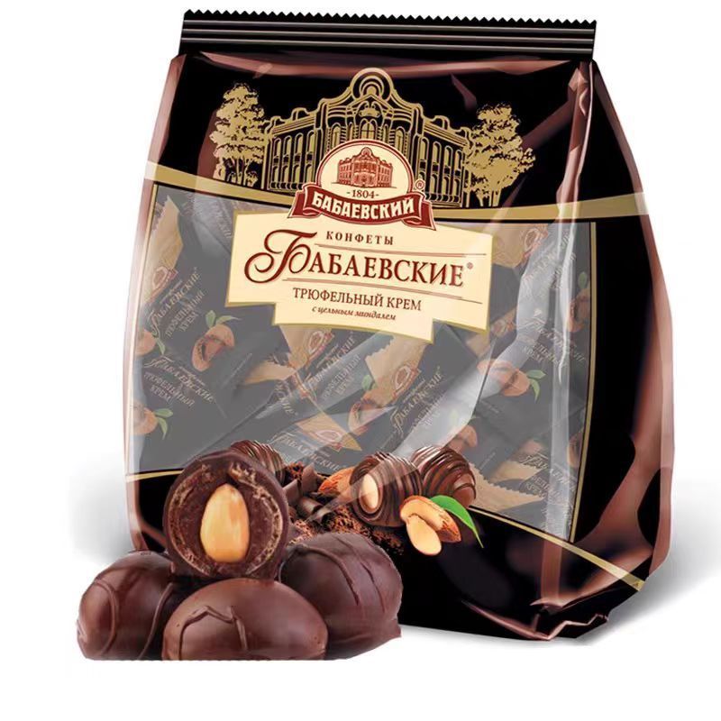 ロシアから輸入された黒松露チョコレートババエフバ味の豊かな扁桃仁ネットレッドのお菓子カカオキャンディー|undefined
