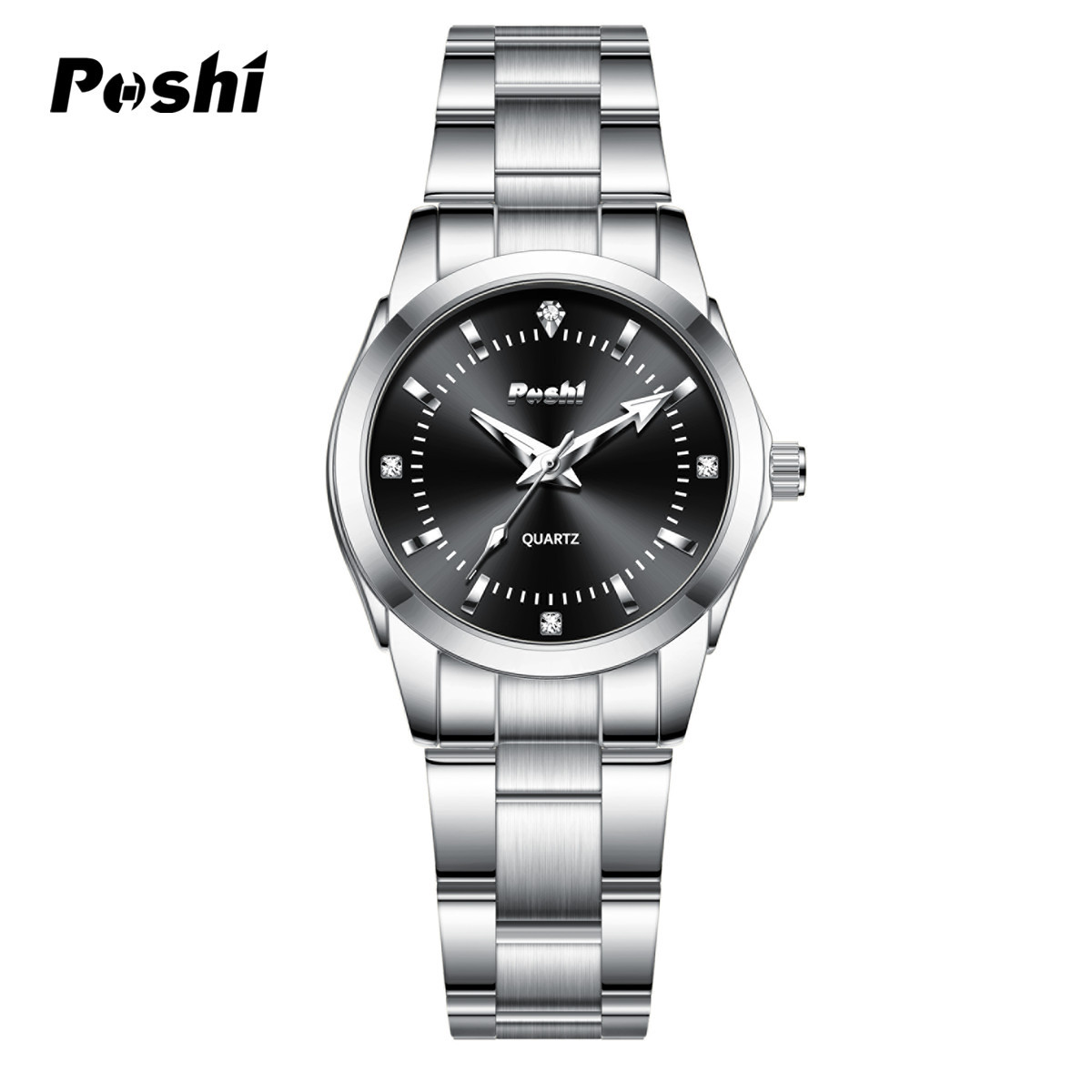 Una pieza de envío POSHI Watch Diamond Impermeable Luminoso Moda Simple Cinturón de acero Cuarzo Reloj para mujer Reloj para mujer