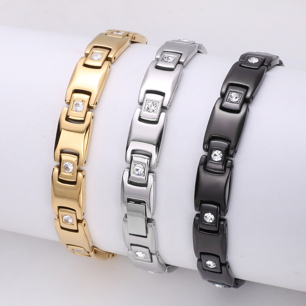 Men's Unisex Lady Italian Charm & Links Bracelets Chain Bracelet Geometric Pyramid Titanium Steel Magnet Vacuum Plating Men's Chain Bracelets