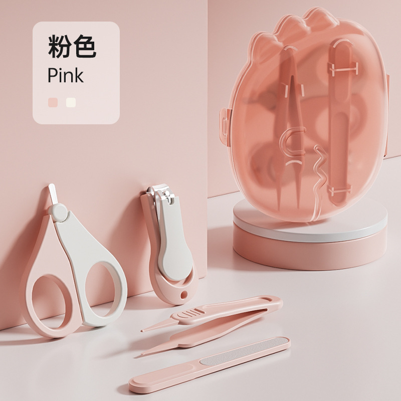 Cortaúñas de cuatro piezas de dinosaurio-rosa