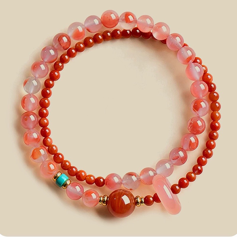 Nanhong Double Circle Bracelet for Girls, Crystal Bracelet to Attract Wealth and Good Luck, Valentine's Day Gift