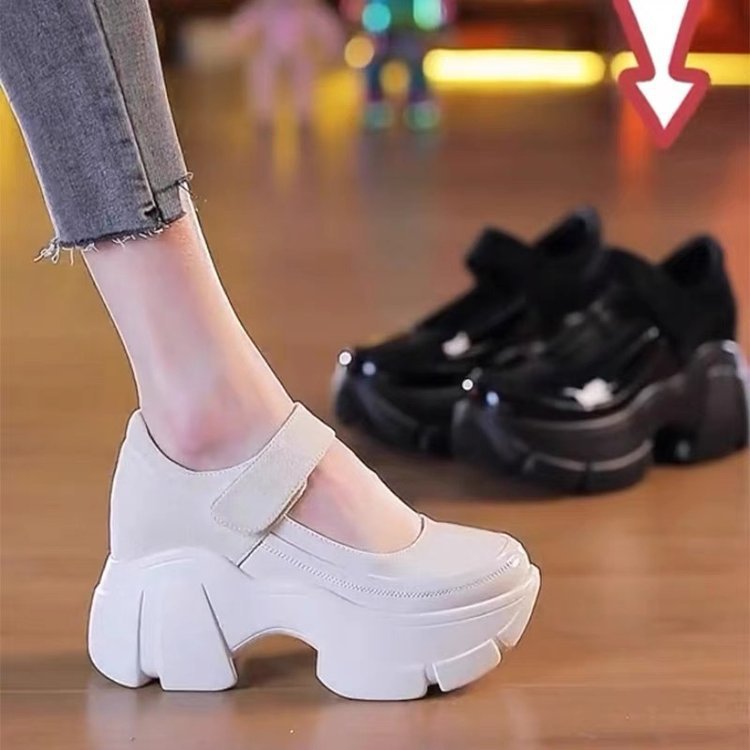 Autumn shiny Mary Jane shoes platform heels low-cut with chunky sole, women's style, autumn season 2026, french style, round toe