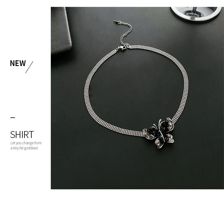 Fashion Butterfly Alloy Titanium Steel Plating Pendant Necklace 1 Piece