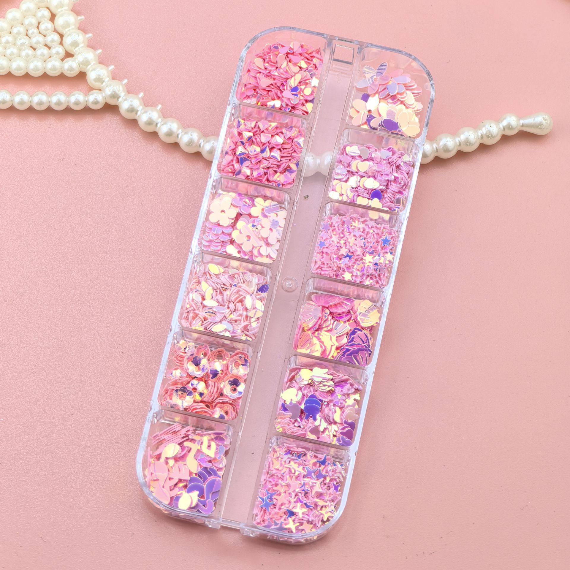 Casual, Elegant, Lady Style Casual Elegant Lady Star Flower Sequin Nail Decoration Accessories