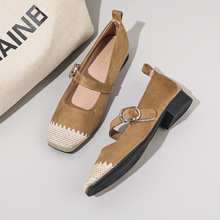 軟底方頭復古瑪麗珍高跟淺口裙子單鞋女2025秋季仙女溫柔平底豆豆