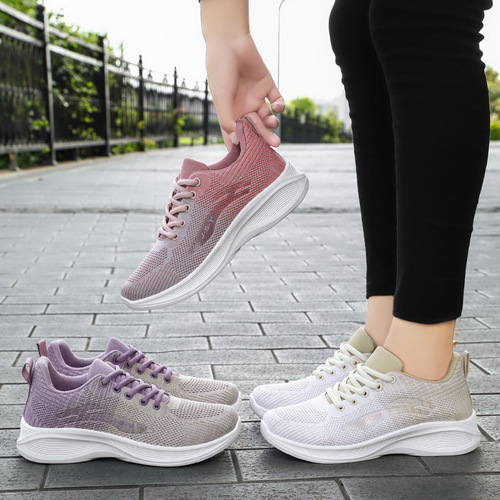 Running shoes women's 2026 casual soft-sole sneakers breathable single-layer shoes flying mesh shoes wholesale sneakers