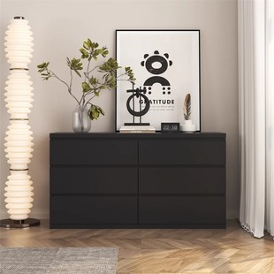 Weigejia Solid Wood Chest of Drawers Nordic Style Bedroom Living Room Drawer Cabinet Tv Cabinet American Style Black Chest of Drawers