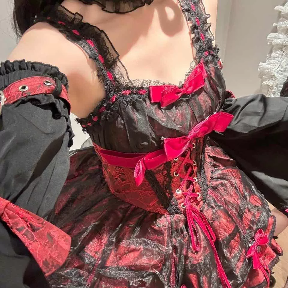 Платье Lolita jsk, женское лолита платье, комплект из шести предметов с головным убором и аксессуарами, разные цвета