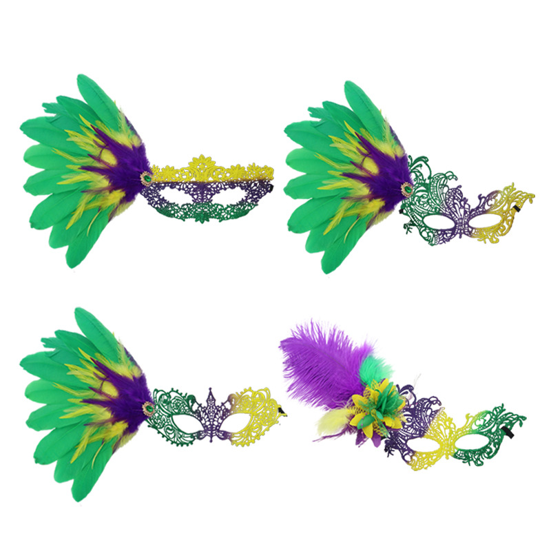 In stock al por mayor brillante plumas indias bandas de maquillaje de baile espectáculo de fiesta bandas de cabello accesorios