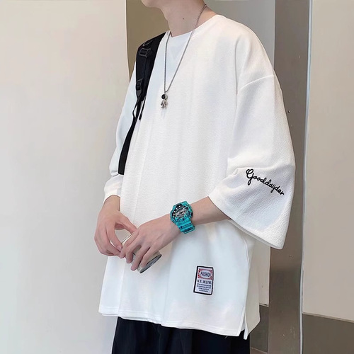 Summer 2025 Trendy Loose Fit Oversized T-Shirt with Heavyweight Short Sleeve, Hong Kong Style Cool and Fashionable