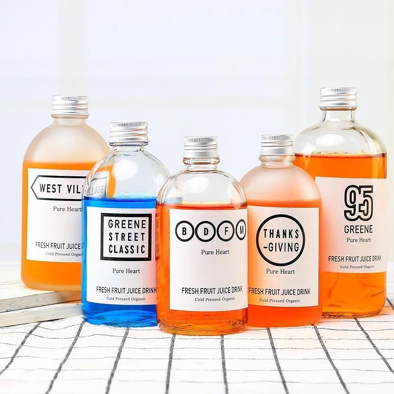 玻璃瓶批发现货透明盐水瓶饮料瓶空瓶网红柠檬茶便携式奶茶瓶优惠