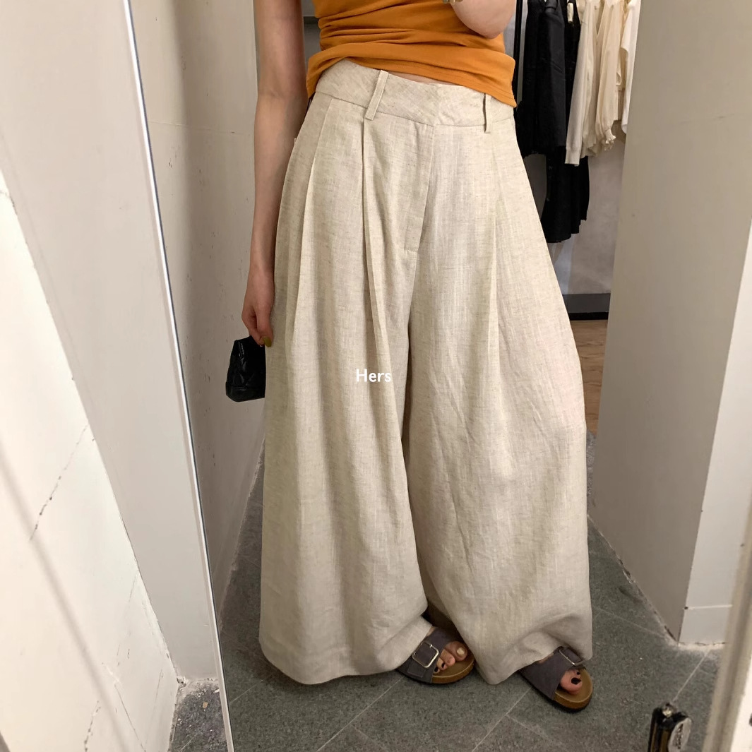 Liquidación, sin devoluciones ni cambios. Pantalones anchos informales de ramio y tencel para mujer, novedades de verano 2025, venta al por mayor, 20789 image 2