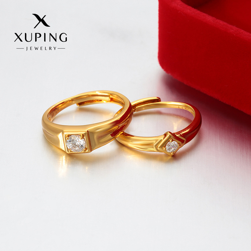 Xuping anillo de pareja transfronterizo de tendencia de personalidad de aleación de cobre chapado 24k anillo de matrimonio de estilo europeo y americano para hombres y mujeres al por mayor