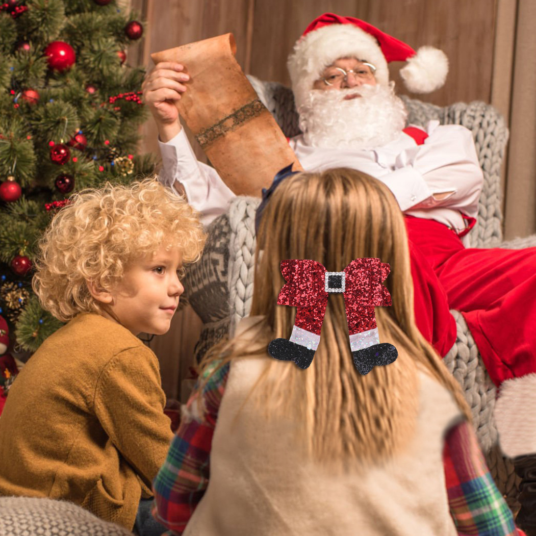 Navidad transfronteriza botas arco clip para el cabello Navidad niños adultos clip para el cabello de tela europea y americana